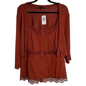 Torrid Lace Trim Cami and 3/4 Sleeve Crop Shrug Sz 1X  Boho Festival Indie